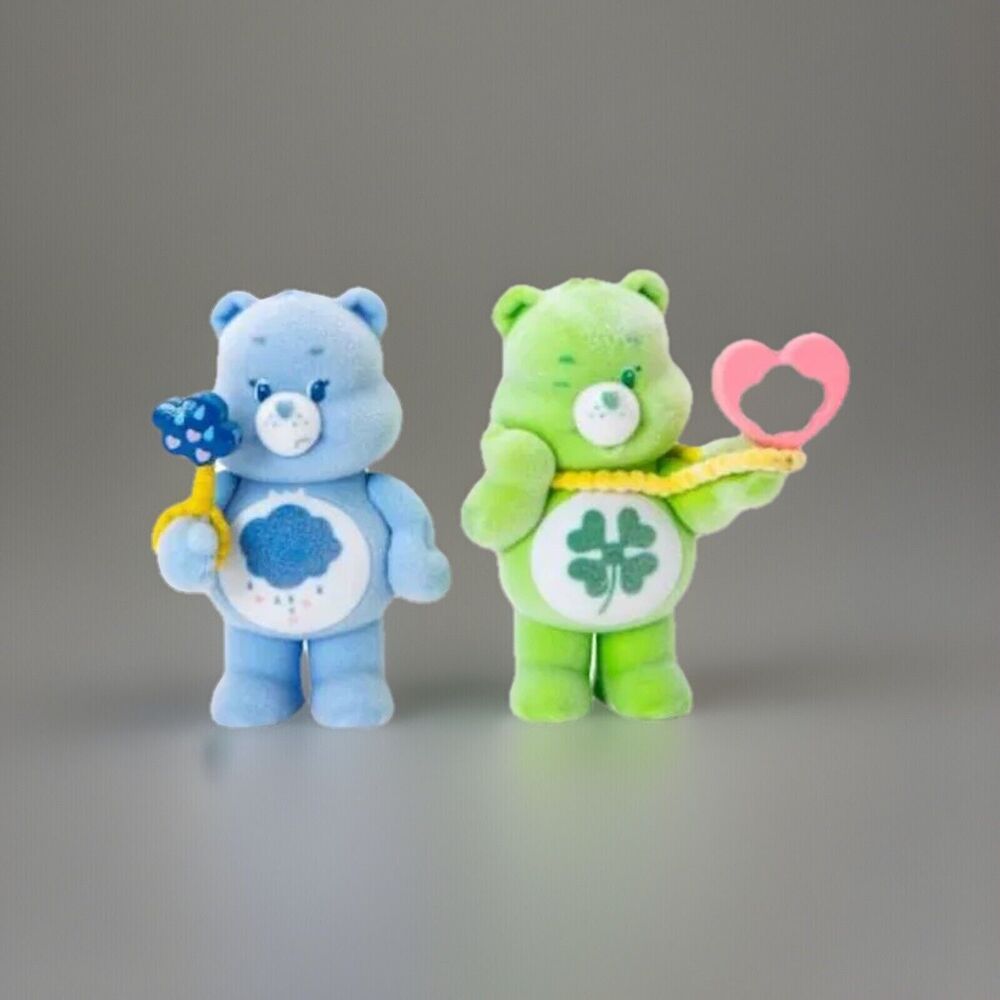 🔥Care Bears Flocked Figures Pack Of 2 Good Luck Bear and Grumpy Bear BNWT🔥